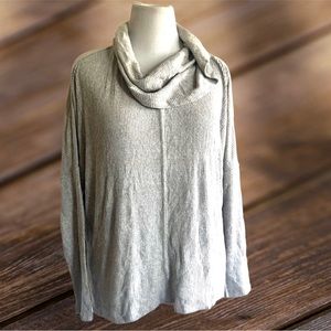 New Status Nordstrom Heather Grey Cowl Neck Ribbed Lightweight Pullover sweater